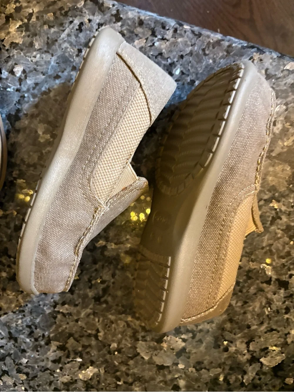 CROCS Kids Tan Slip-On Canvas Sneakers